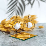 Gold Dangle Earrings - Living Outside the Box (White)